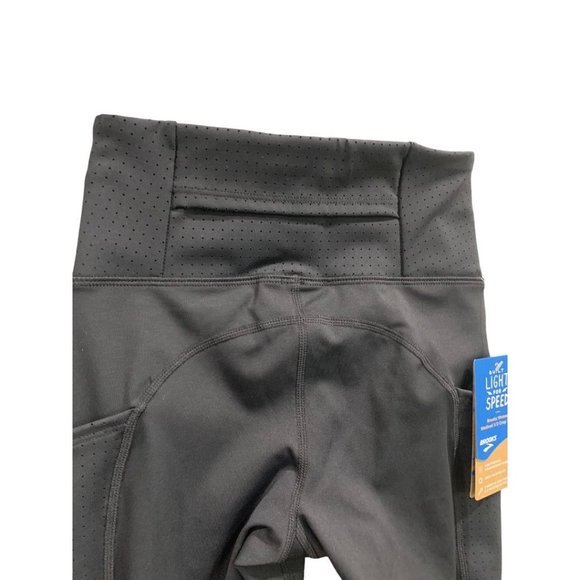 XS Brooks Women's New Black 1/2 Crop Tight High Waist Compression Leggings - Picture 6 of 13